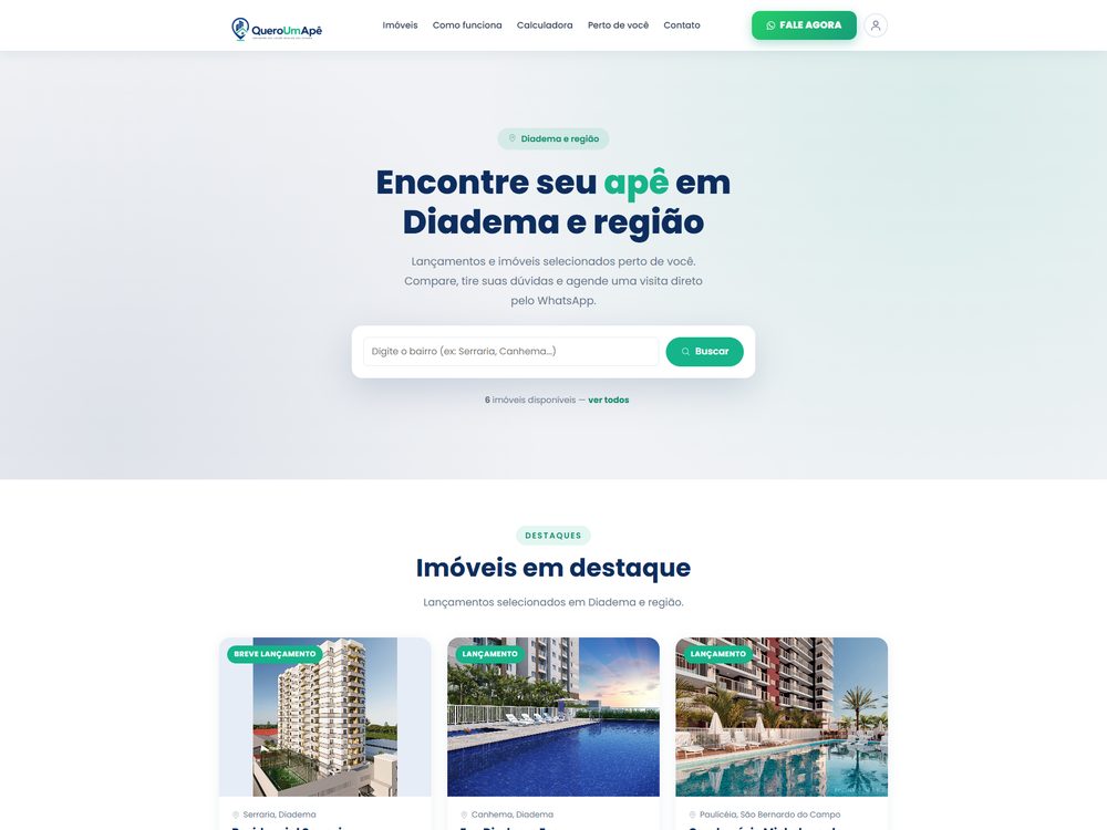 Captura de tela do site Quero Um Apê